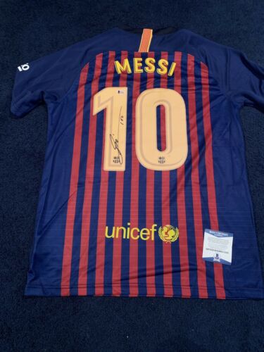 LIONEL MESSI SIGNED AUTOGRAPHED BARCELONA JERSEY LEO BECKETT BAS AUTHENTICATED
