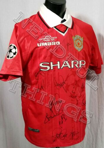 Signed Manchester United Shirt Jersey Red Kit 1999 UEFA Champions Team Large