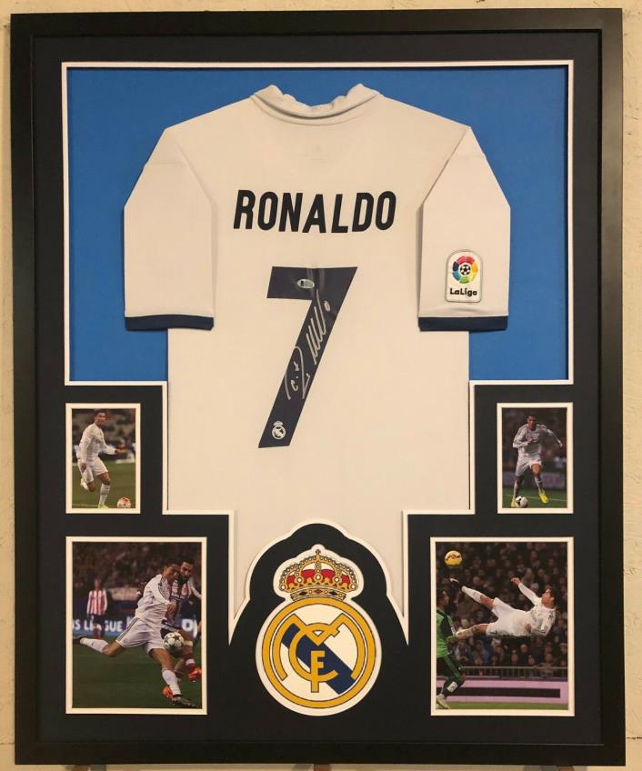 Cristiano Ronaldo Autographed Custom Framed Real Madrid Jersey Beckett COA