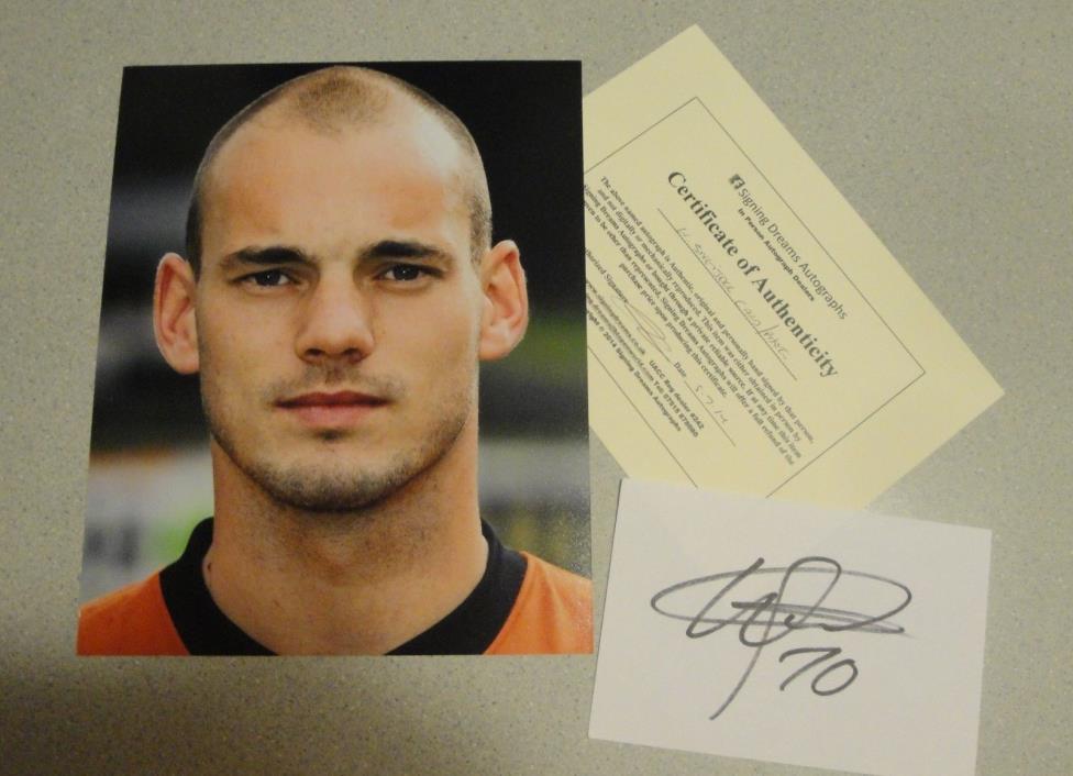 WESLEY SNEIJDER SIGNED INDEX CARD W/ PHOTO AUTOGRAPH WORLD CUP NETHERLANDS