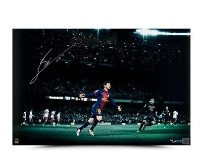 Lionel Messi Signed Autographed 16X24 Photo Colors of the Game Barcelona /50 UDA