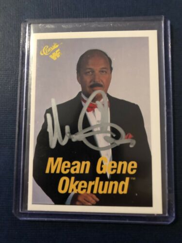 Mean Gene Okerlund 1990 WWF Classic Card #51 WWE Pro Wrestling Autograph Leaf
