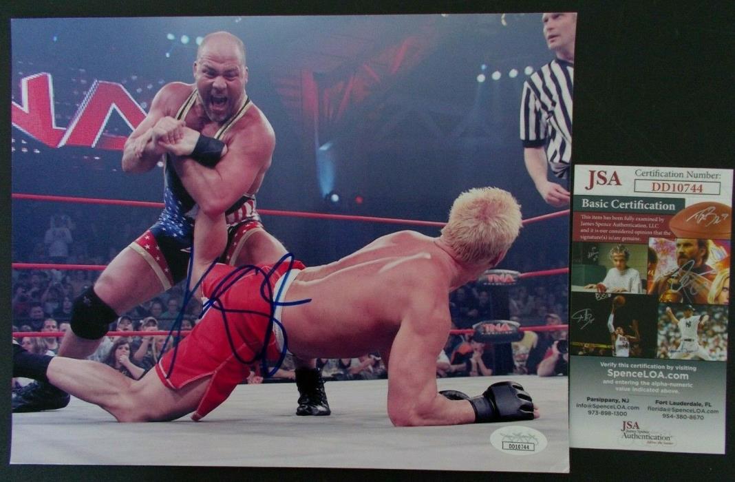 signed autographed Kurt Angle 8x10 ringside PHOTO WWF WWE wrestling JSA COA cert