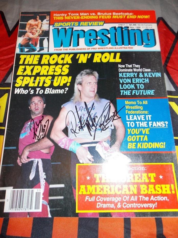 Signed Rock N Roll Express SR Wrestling Magazine Ricky Morton Robert Gibson NWA