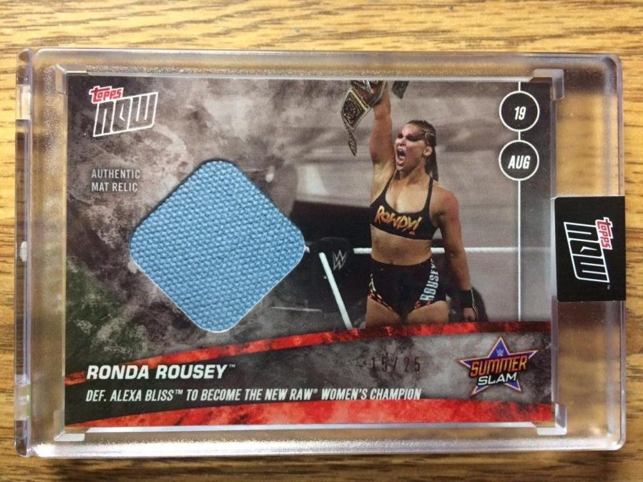 Ronda Rousey WWE Topps NOW SUMMERSLAM Authentic Mat Relic #15/25 Raw Champion