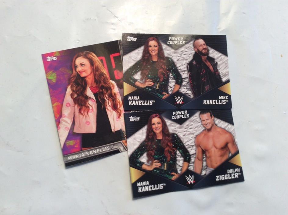 Maria Kanellis 3 card lot from 2018 WWE Topps Women's Division Set Dolph Mike