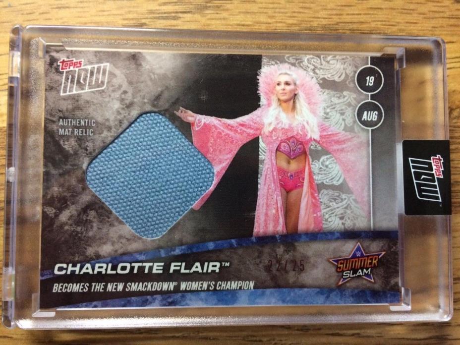 Charlotte Flair WWE Topps NOW SUMMERSLAM Authentic Mat Relic #22//25