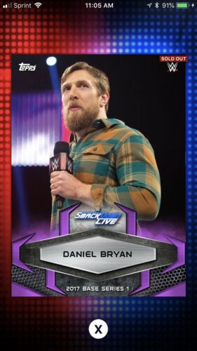 Topps WWE Slam 2017 Daniel Bryan Purple Base Variant Card 292cc *Digital*
