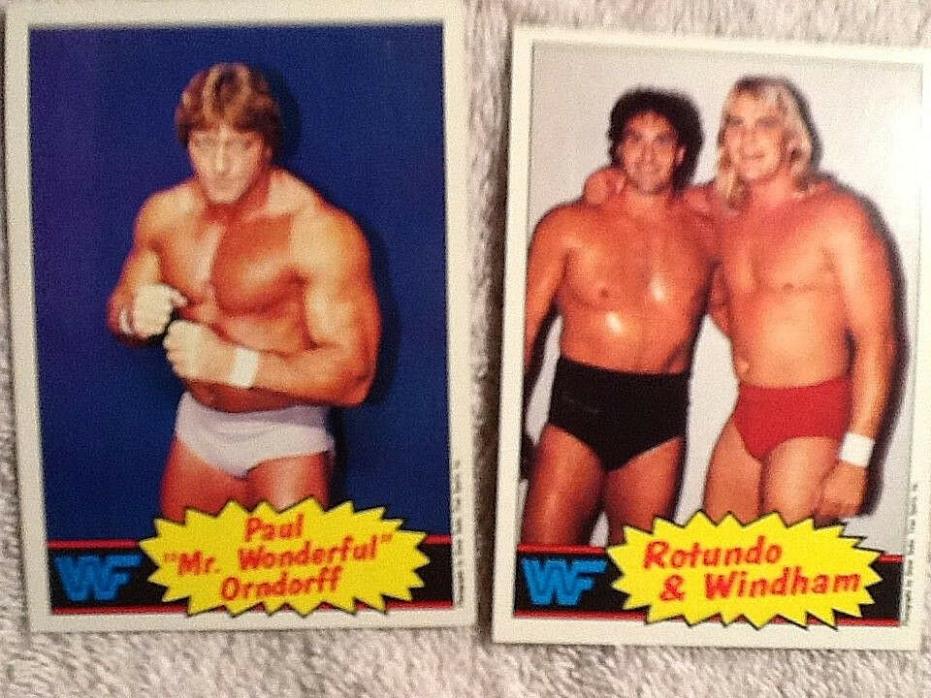 Lot of 4 Topps 1985 WWF Wrestling Card Orndorff/Rotuno/Windham & Richter/Steele