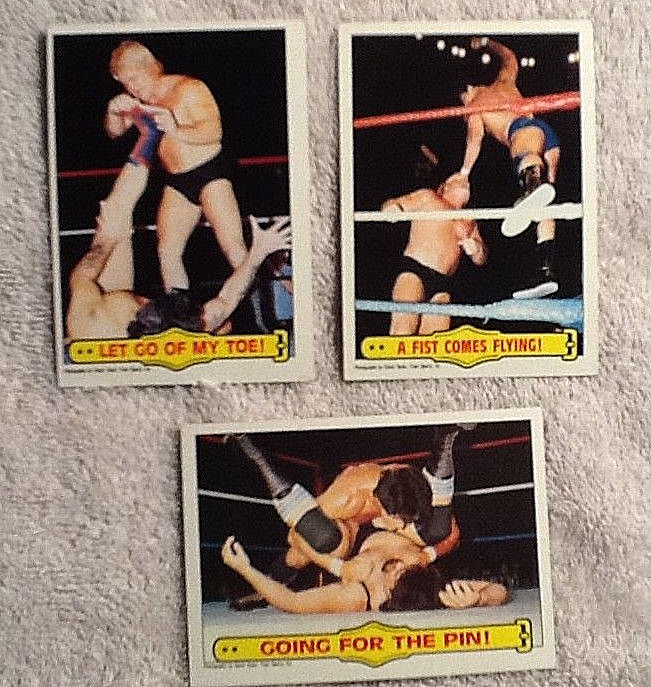 Lot of 3 Topps 1985 WWF Pro Wrestling Cards Tito Santana & Greg Hammer Valentine