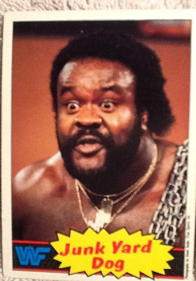 Lot of 3 1985 Topps Pro Wrestling WWF JUNK YARD DOG, ROWDY RODDY PIPER & Mr FUJI