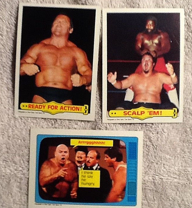 Lot of 3 Topps 1985 WWF Pro Wrestling Cards JYD Mr Fuji, Ivan Putski Geo. Steele