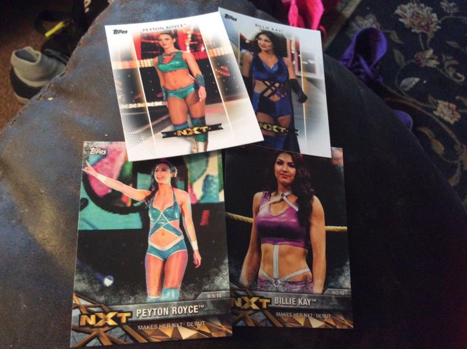 Peyton Royce and Billie Kay 4 card lot from 2017 WWE Topps Women's Division set