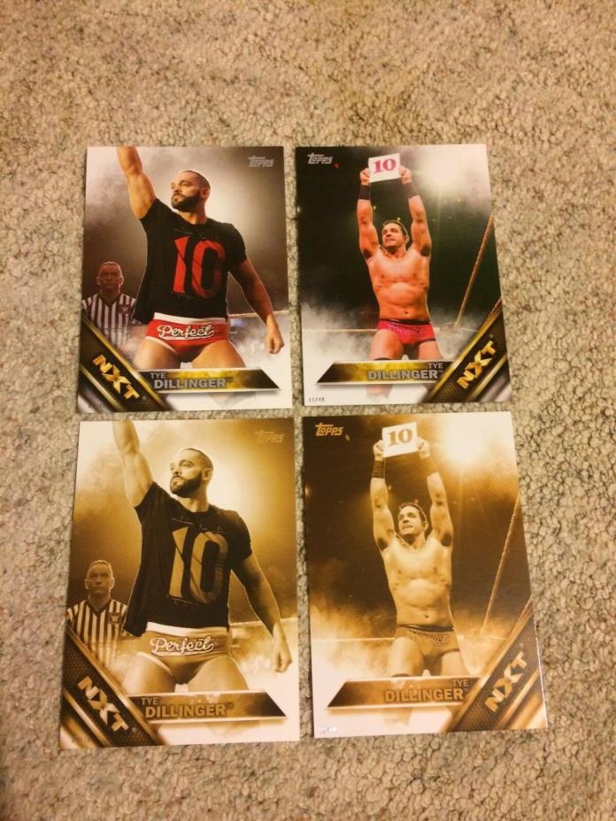 TYE DILLINGER 2016 Topps WWE NXT 5x7 Jumbo Card Lot of 4 Different Gold & Base