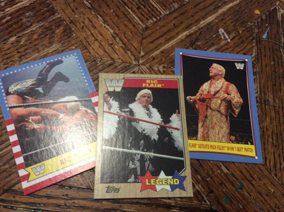 Ric Flair 2 inserts and base cards from 2017 WWE Topps Heritage