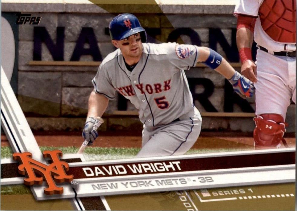 2017 Topps Gold #19 David Wright New York Mets Baseball #D 0179/2017