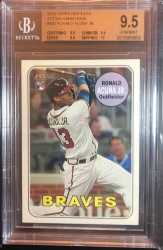 RONALD ACUNA Rookie Action Variation BGS 9.5 2018 Topps Heritage High Number