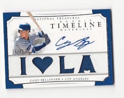 2017 National Treasures Rc Timeline Materials Cody Bellinger Auto/Jersey #/99