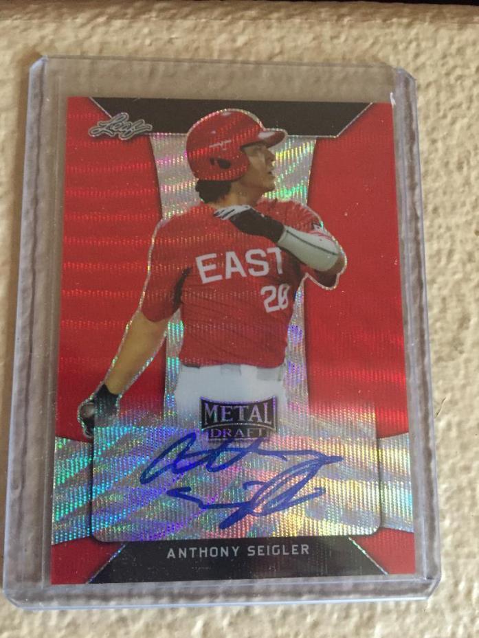 2018 LEAF METAL DRAFT ANTHONY SEIGLER RED WAVE PRISMATIC AUTO 2/2