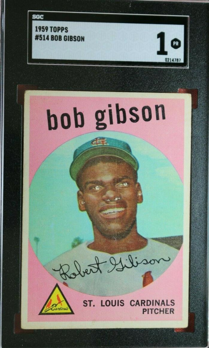 1959 Topps BOB GIBSON RC high #514 baseball card SGC 1 POOR ~NICE CENTERING~