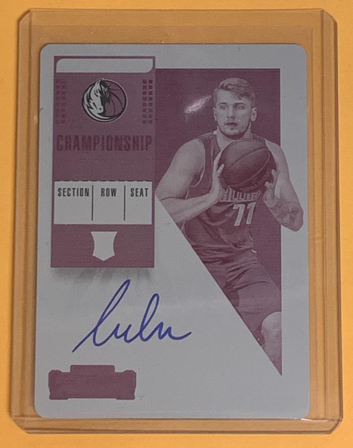 LUKA DONCIC 2018-19 Contenders Rookie Variation Ticket AUTO RC Magenta Plate 1/1
