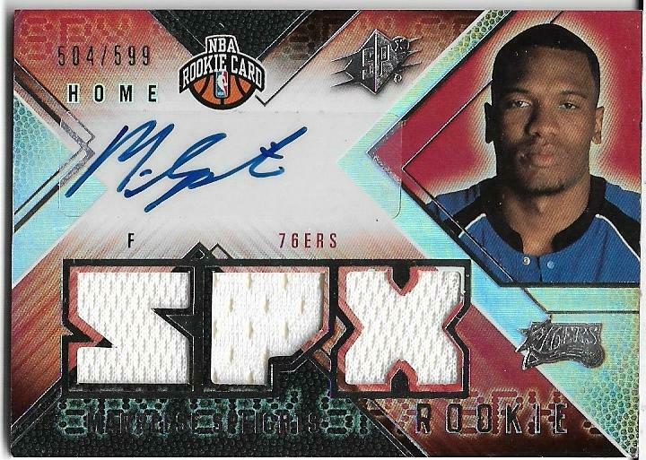 2008-09 SPX HOME #135 MARREESE SPEIGHTS RC JERSEY AUTO 504/599 76ERS DAMAGED