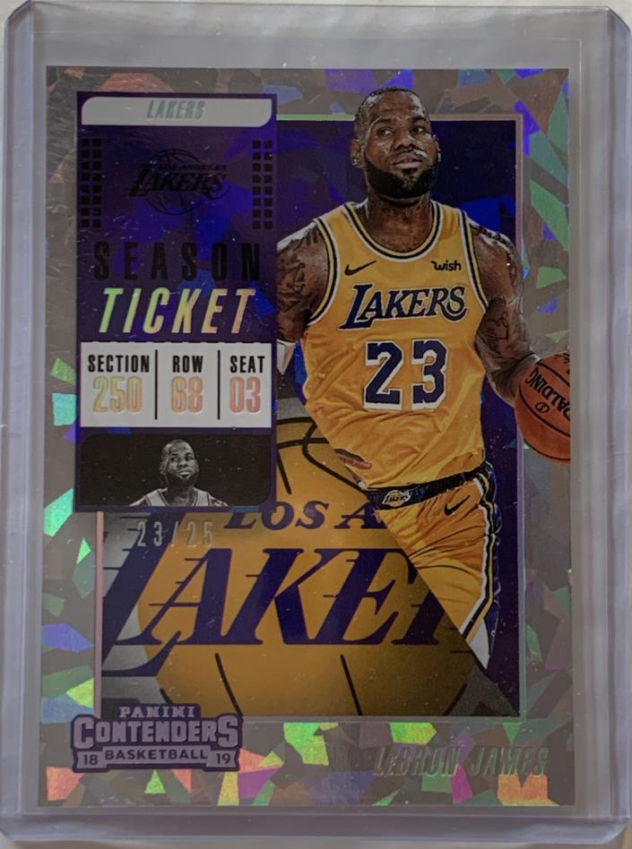 LEBRON JAMES 2018-19 PANINI CONTENDERS CRACKED ICE LAKERS #d 23/25 JERSEY # 1/1