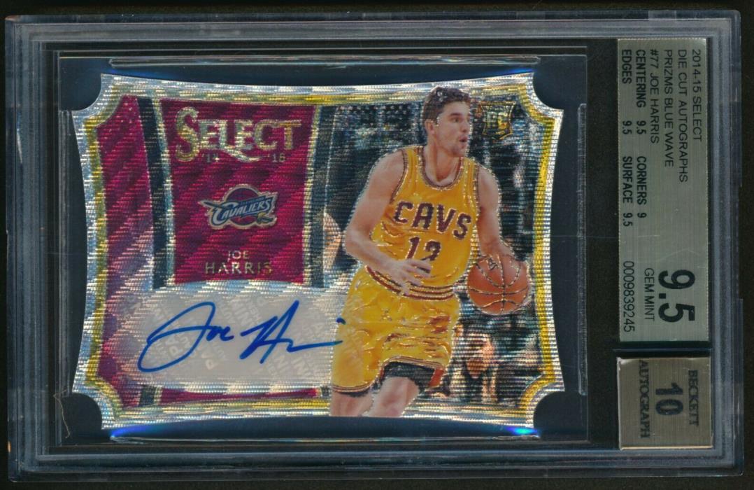 Joe Harris 2014-15 Panini Select Die-Cut RC Auto Prizm Blue Wave #77 BGS 9.5