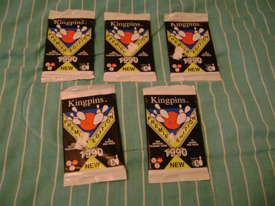 Kingpins BOWLING TRADING CARDS 1990 5 Sealed Packs Unopened Premier Edition