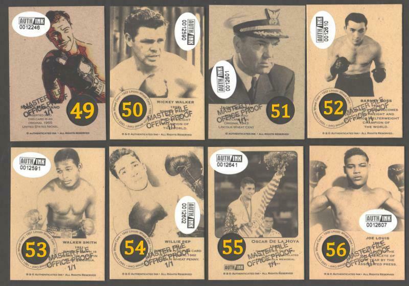 ROCKY MARCIANO Auth Ink (2008-12) Master File 1955 Coin Card Proof 1/1 L#40-49