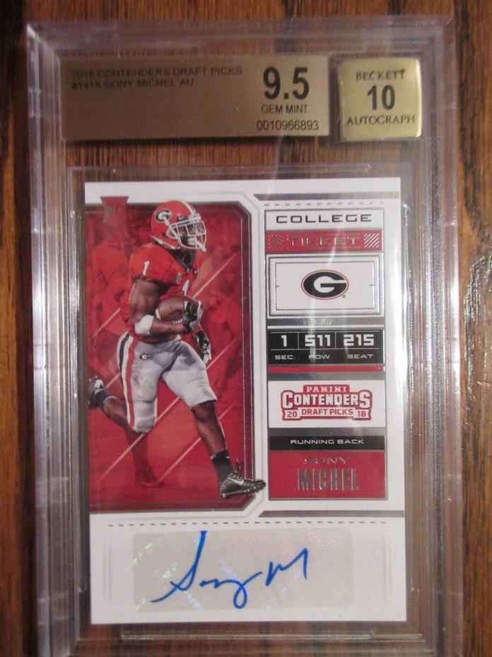 2018 Panini Contenders Draft Picks #141A Sony Michel RC Auto BGS 9.5/10