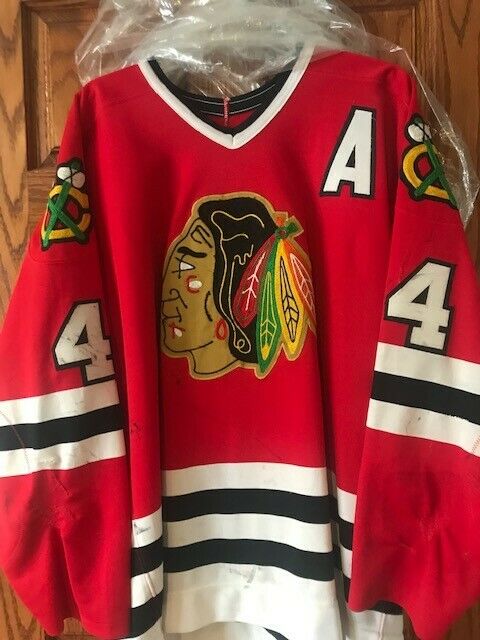 CHICAGO BLACKHAWKS  Game Worn NHL Hockey Jersey - 88-89 Red #4 Keith Brown $2200
