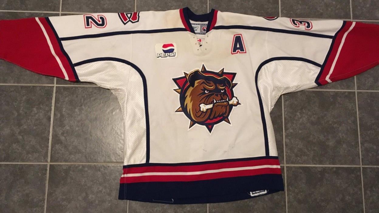 Ajay Baines Game Worn Used Hamilton Bulldogs Calder Cup Canadiens Jersey AHL