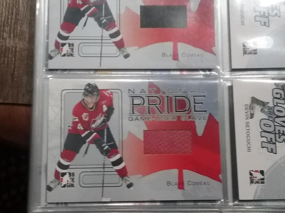 2006-07 BLAKE COMEAU ITG NATIONAL PRIDE G-U GLOVES LOT OF 2 CARDS LIMITED TO 80