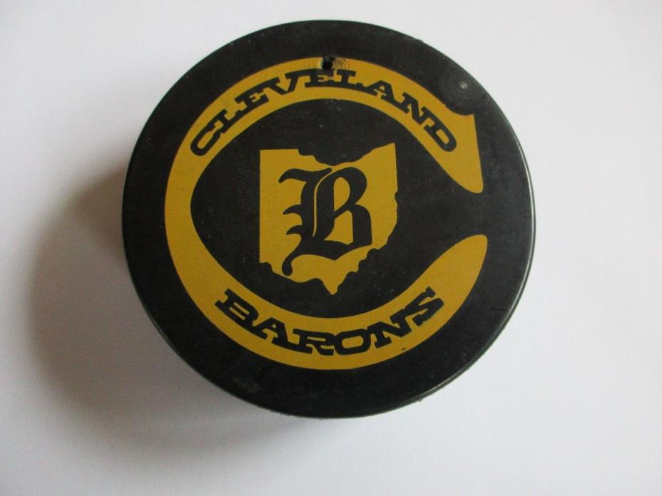 Vintage 1970's NHL Cleveland Barons Souvenir Puck - Chevrolet Ad - Hole