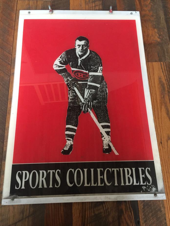 VINTAGE MONTREAL CANADIENS 2X3 FT DICKEY MOORE 2 SIDED SPORTS COLLECTIBLES SIGN