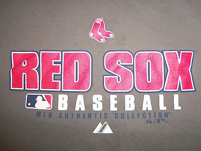 MLB Majestic Boston Red Sox MA Baseball Team Grey Graphic Print T Shirt M