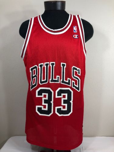 VTG Champion Jersey Chicago Bulls Scottie Pippen #33 NBA 90s Red Men’s 48