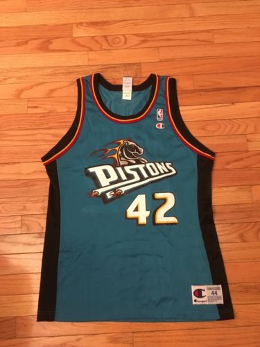 Theo Ratliff Detroit Pistons NBA Vintage Champion Jersey Men's Size 44