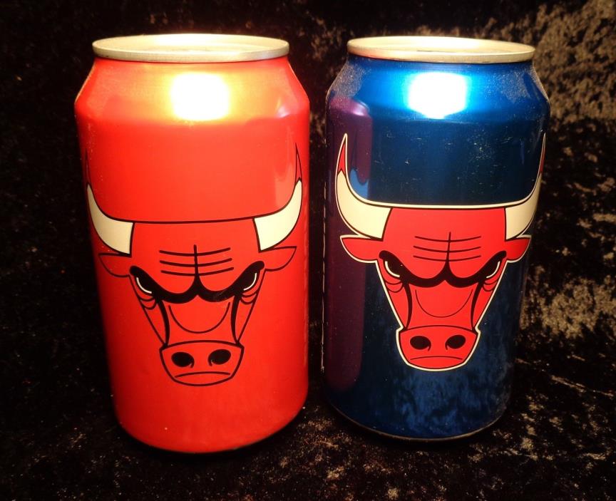 Rare (Red) NBA Chicago Bulls Bud Light Pull Tab Beer Can & Blue Version Set Nice