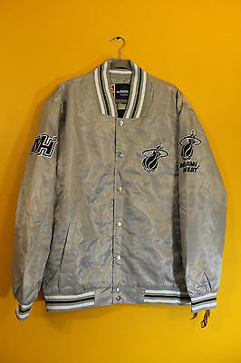 New With Tag NBA Miami Heat polyester silver jacket men's XL