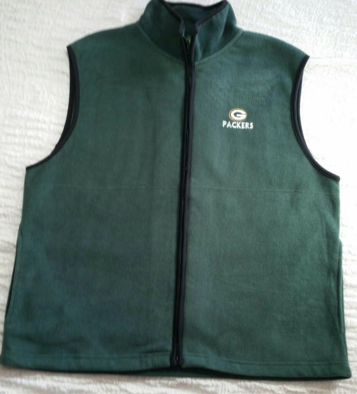 Men's NFL Green Bay Packers Full Zip Fleece Vest Football Fan Team Size Large