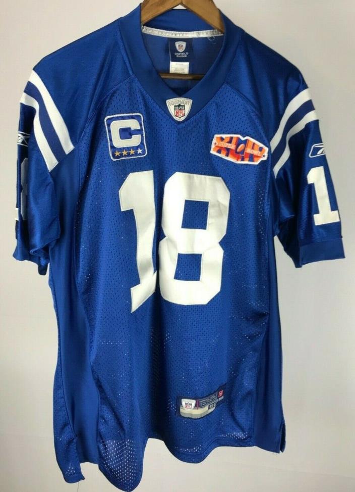 Peyton Manning Reebok Onfield Indianapolis Colts #18 Super Bowl XLIV Jersey 50 L