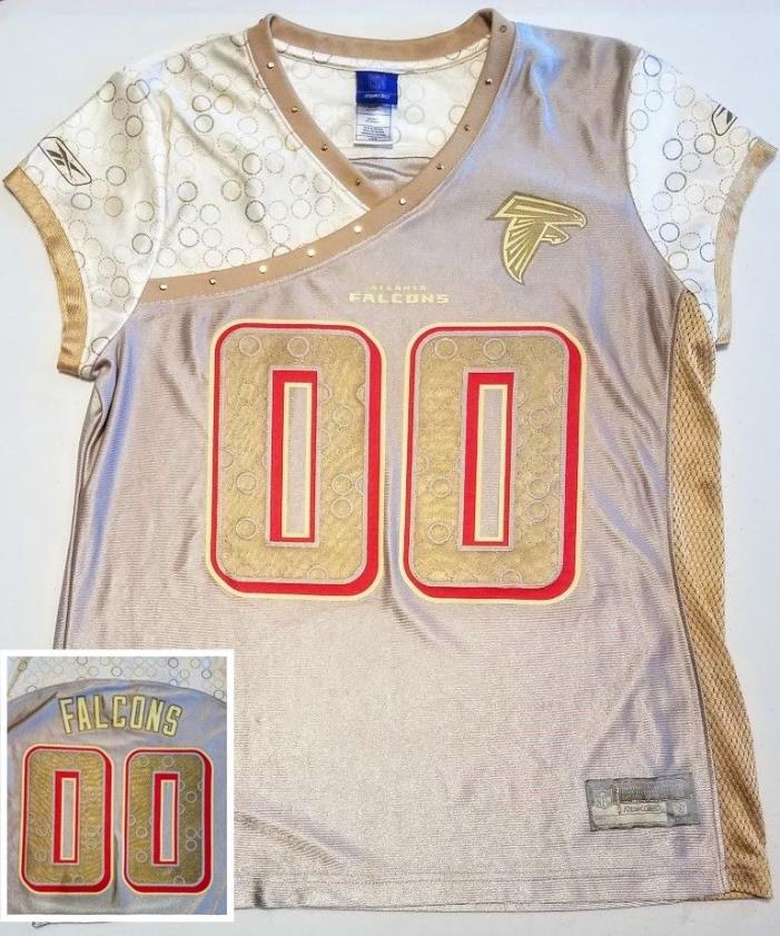 NFL Football Womens Large Atlanta Falcons 00 Fashion Jersey - Silver & Gold