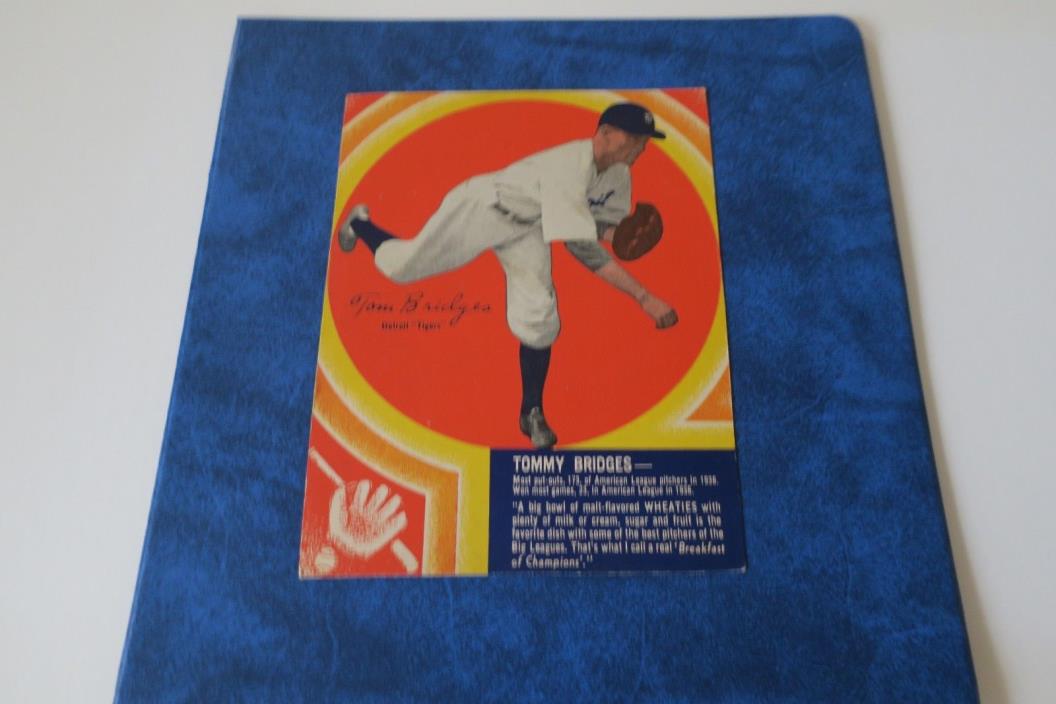 Tommy Bridges 1930's Wheaties Front  Detroit Tigers Pitcher Ex-Mt $30.00 OFF