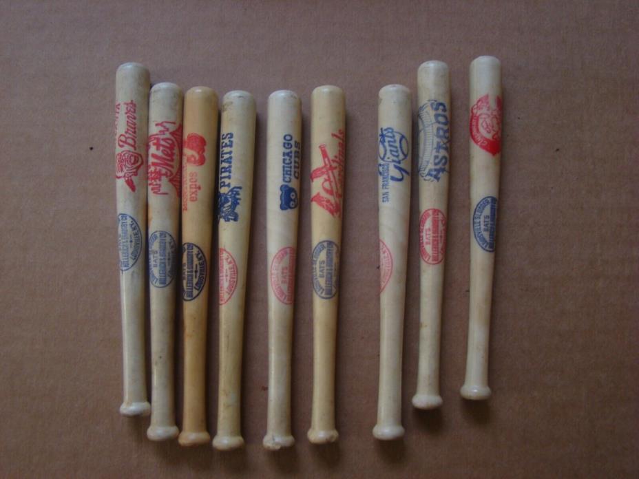 Lot of 9 VINTAGE Miniature Baseball Bats