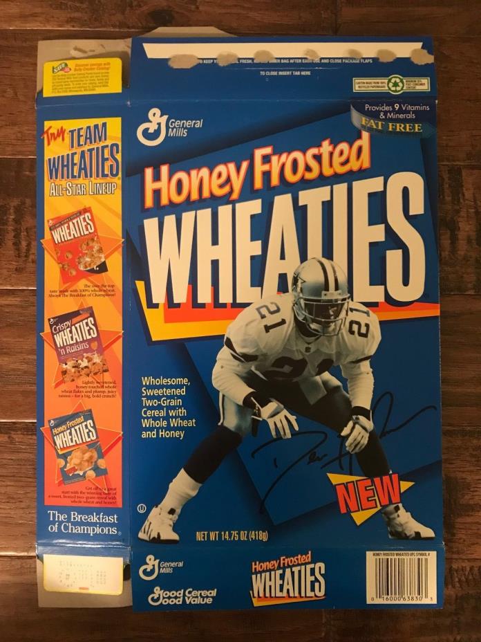 1995 General Mills HONEY FROSTED WHEATIES Cereal Box, DEION SANDERS! COWBOYS!