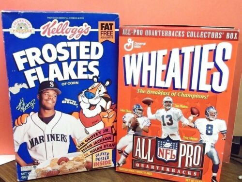1996 Wheaties NFL All-Pro Quarterbacks Cereal box, Marino,Elway,Aikman-Signed