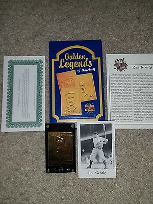 LOU GEHRIG BASEBALL CARD # 43701 NY Yankees GOLDEN LEGEND COA RARE BW PHOTO case