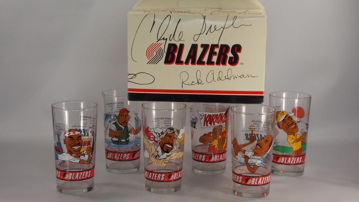 Portland Trail Blazers Glasses 92-93 Set of 6 with Box Dairy Queen